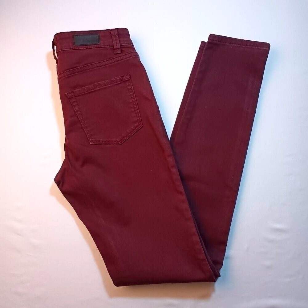Halogen Womens Skinny Jeans Burgundy Size 24/0 Mid Rise Stretch Wine Slim Pants